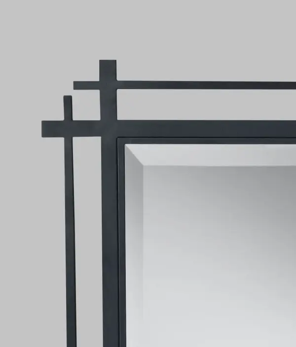 The Ethan Rectangular Mirror light mirror in antique forged iron is the perfect way to achieve your desired fashion or functional needs in your home. The Ethan lighting collection by is a contemporary take on the strong verticals and horizontals of the elegantly simple, Asian influences of the Mission style. - alternate view