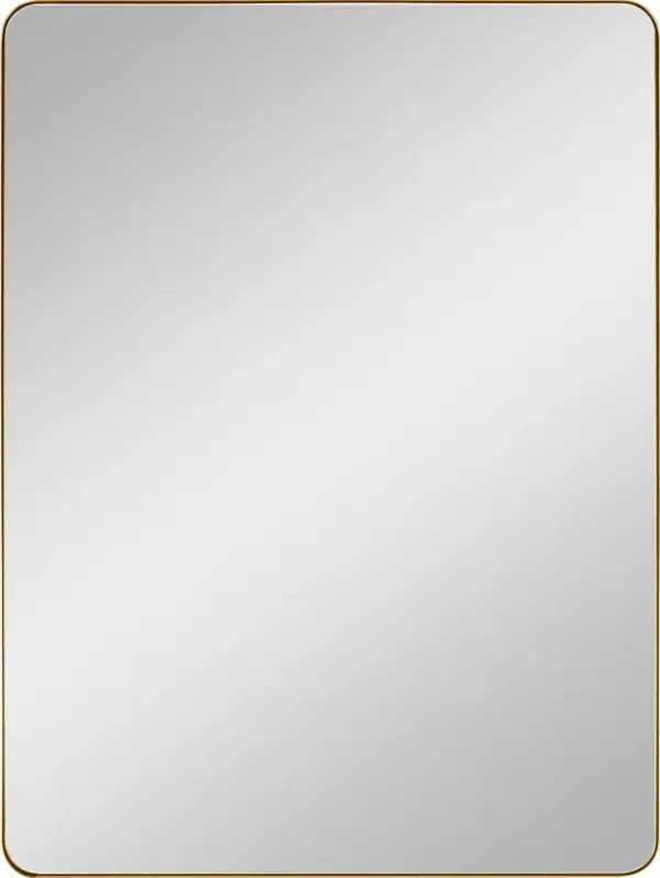 The Planer mirror combines clean rectangular lines with a luxurious burnished brass frame. At 48x36 inches, it makes a bold statement while the warm metallic finish adds elegance to any space. - alternate view