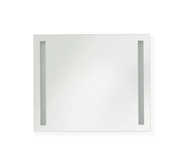 The Lustro delivers frameless elegance with vertical radiating lines and integrated LED lighting. Wall-switch controlled with dimming capability, it transitions from bright task lighting to soft ambient glow.