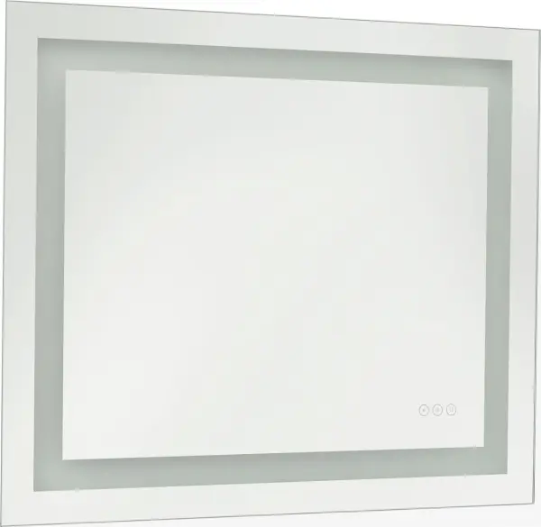 The Mera illuminated mirror combines contemporary frame-within-a-frame design with advanced functionality including dimmable LEDs, adjustable color temperature, and integrated defogging technology for seamless bathroom transitions.