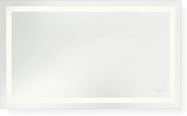 The Mera 60x36 mirror combines contemporary frame-within-a-frame design with advanced LED technology. Adjustable color temperature, dimming controls, and defogging functionality make it ideal for modern bathrooms and dressing areas.