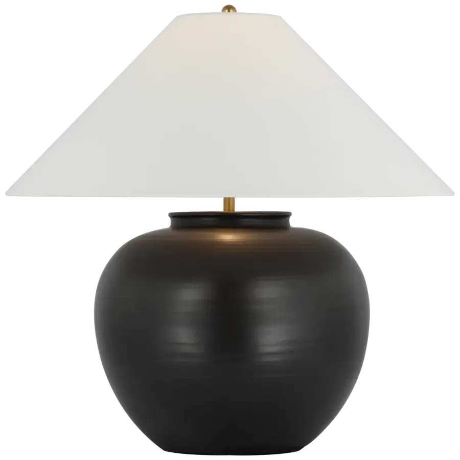 Casey Medium Table Lamp in Matte Black with Linen Shade
