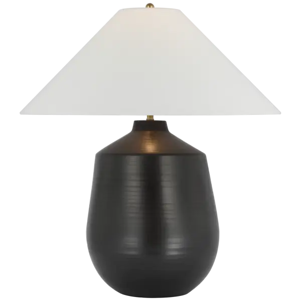 Highlighting the natural characteristics and slight variations in glazed stoneware, the Lillis by Amber Lewis explores subtle textures in an understated palette. The table lamp is ideal for a living room or bedroom, featuring linen accents that elevate any space with an organic touch. - alternate view