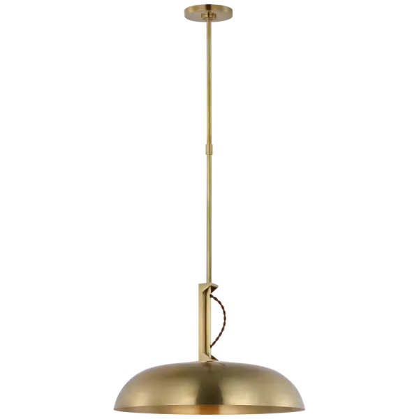 The Cyrus pendant combines classic hand-rubbed antique brass with clean white glass for a sophisticated look that bridges traditional and contemporary styles. At 19 inches, it's perfectly sized for kitchen islands, dining areas, and entryways.