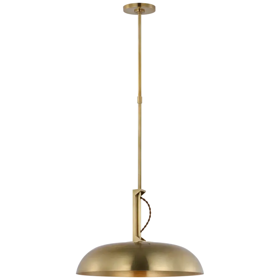 Cyrus 19" Pendant in Hand-Rubbed Antique Brass with White Glass