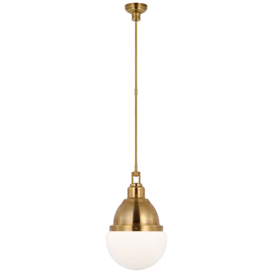Bernard 14" Pendant in Hand-Rubbed Antique Brass with White Glass Open Box - Image 3