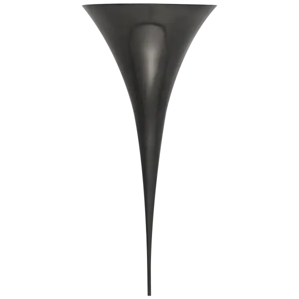 The streamlined Alina by AERIN offers a stylishly curved art deco design that works well for modern interiors, especially when paired or used in multiple points of a room. Smooth metallic finishes complete the clean, trumpeted shape behind which stylish lighting casts a refined glow upon any large space.