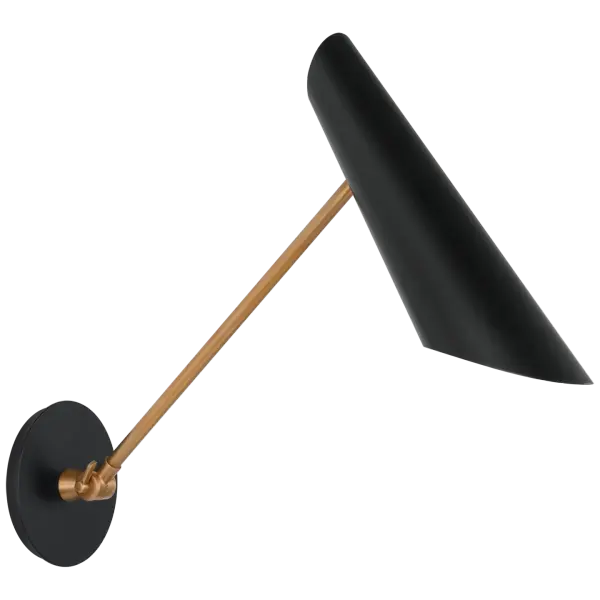 The Franca Single Library Wall Light combines traditional craftsmanship with functional elegance. Its hand-rubbed antique brass finish and black fabric shade create a sophisticated reading light perfect for studies and bedrooms.