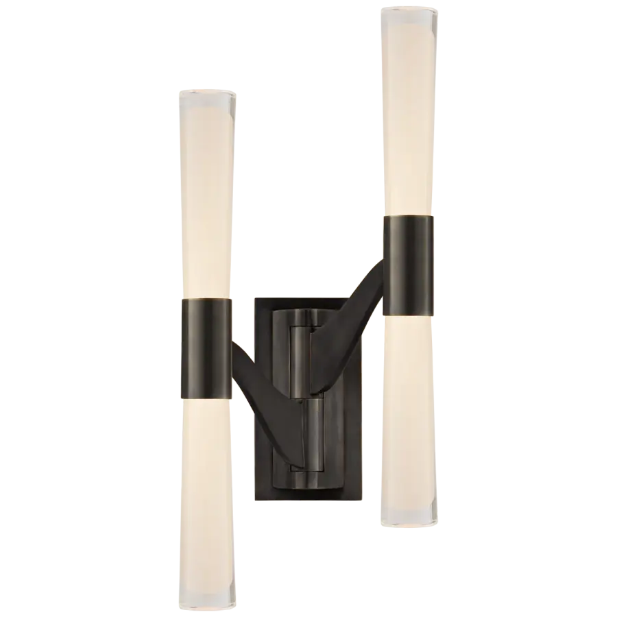 Brenta Large Double Articulating Sconce in Bronze with White Glass