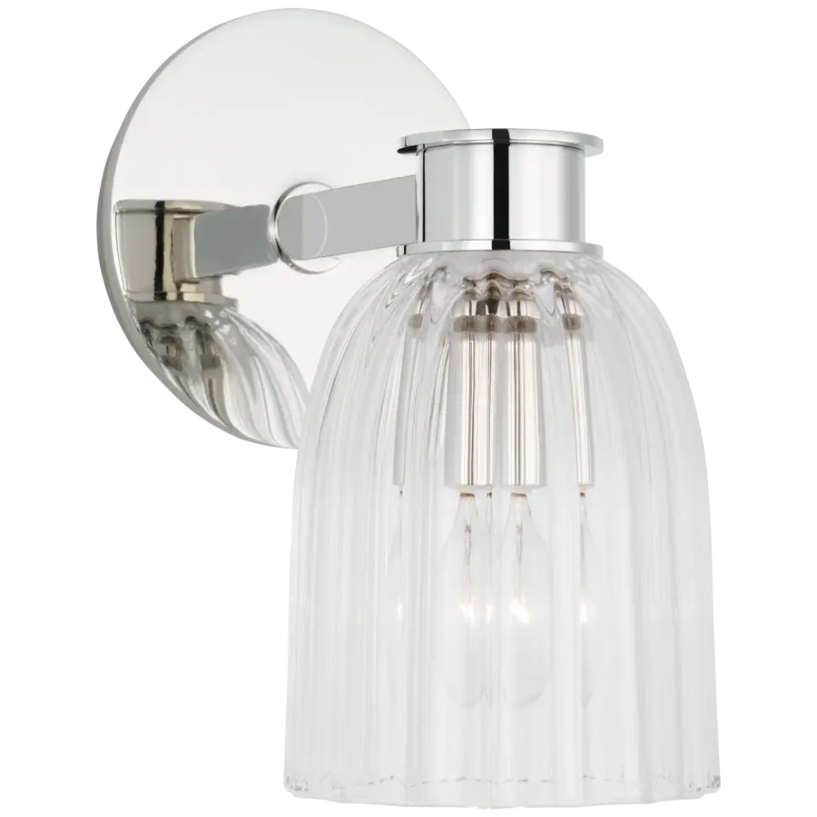 Asalea Single Sconce in Polished Nickel with Clear Glass