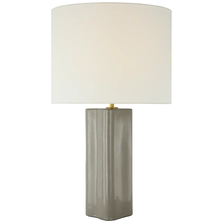 Mishca Large Table Lamp in Shellish Gray with Linen Shade - Image 2