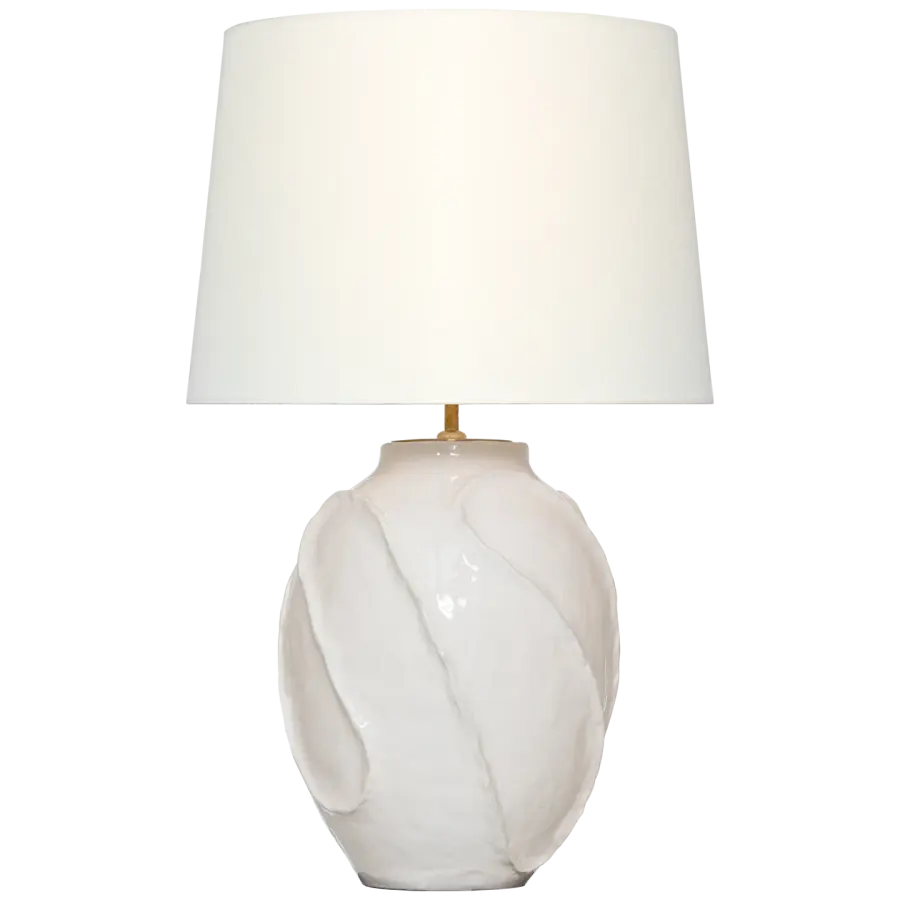Elegant Sculpted Ceramic Lamp with Coastal-Inspired Crackle Finish