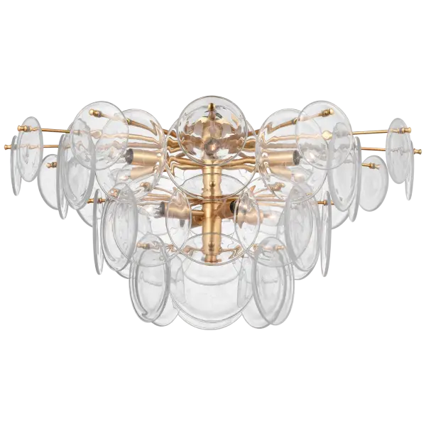 The Loire Grande brings sophisticated European elegance to any space with its lustrous gild finish and textured clear strie glass. Perfect for rooms with standard ceiling heights, this flush mount delivers ambient lighting with timeless style.