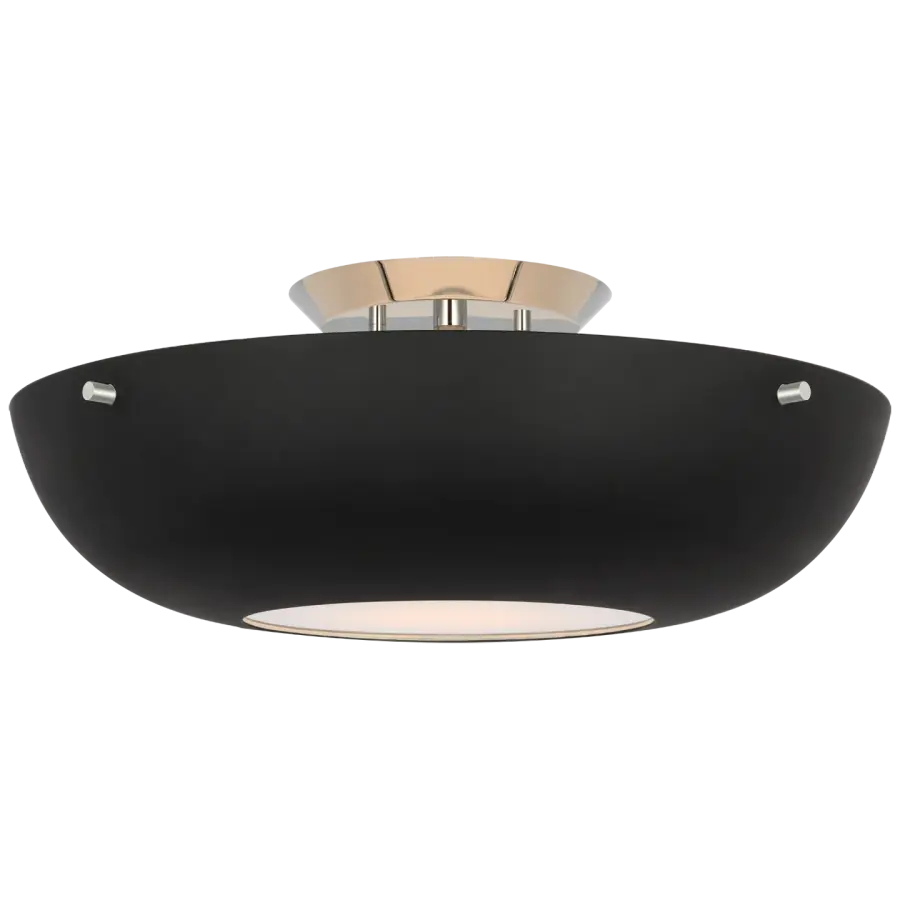 Valencia 16" Flush Mount in Polished Nickel with Matte Black