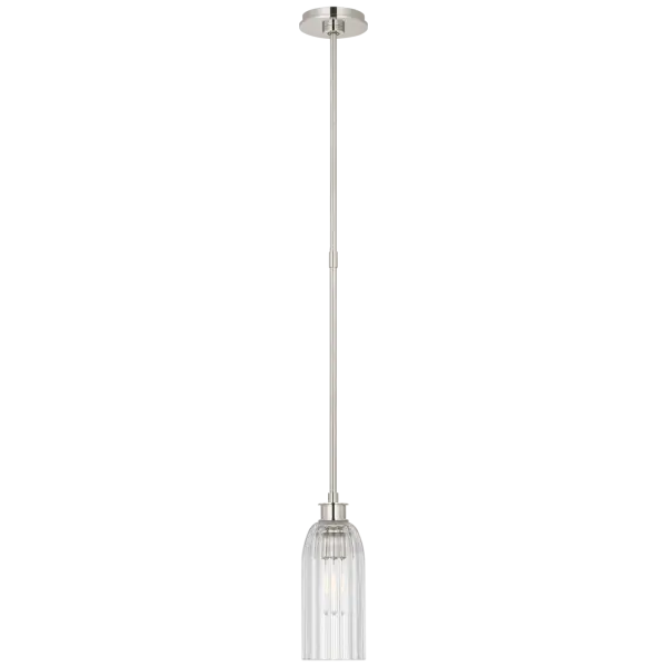 The Asalea 5" pendant combines classic polished nickel with clear glass for a refined, versatile look. Its compact size makes it perfect for kitchen islands, bathrooms, or clustered installations.