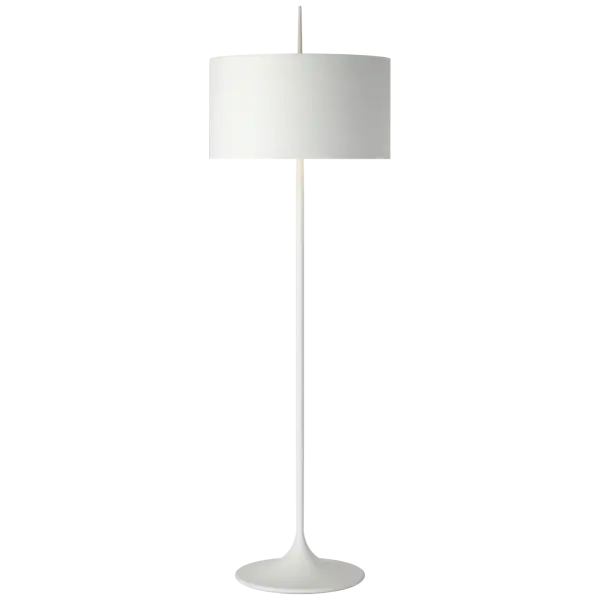 The Spinet 62" floor lamp combines modern minimalism with functional design. Its matte white finish and matching shade create a cohesive look that complements contemporary interiors while providing ambient lighting.
