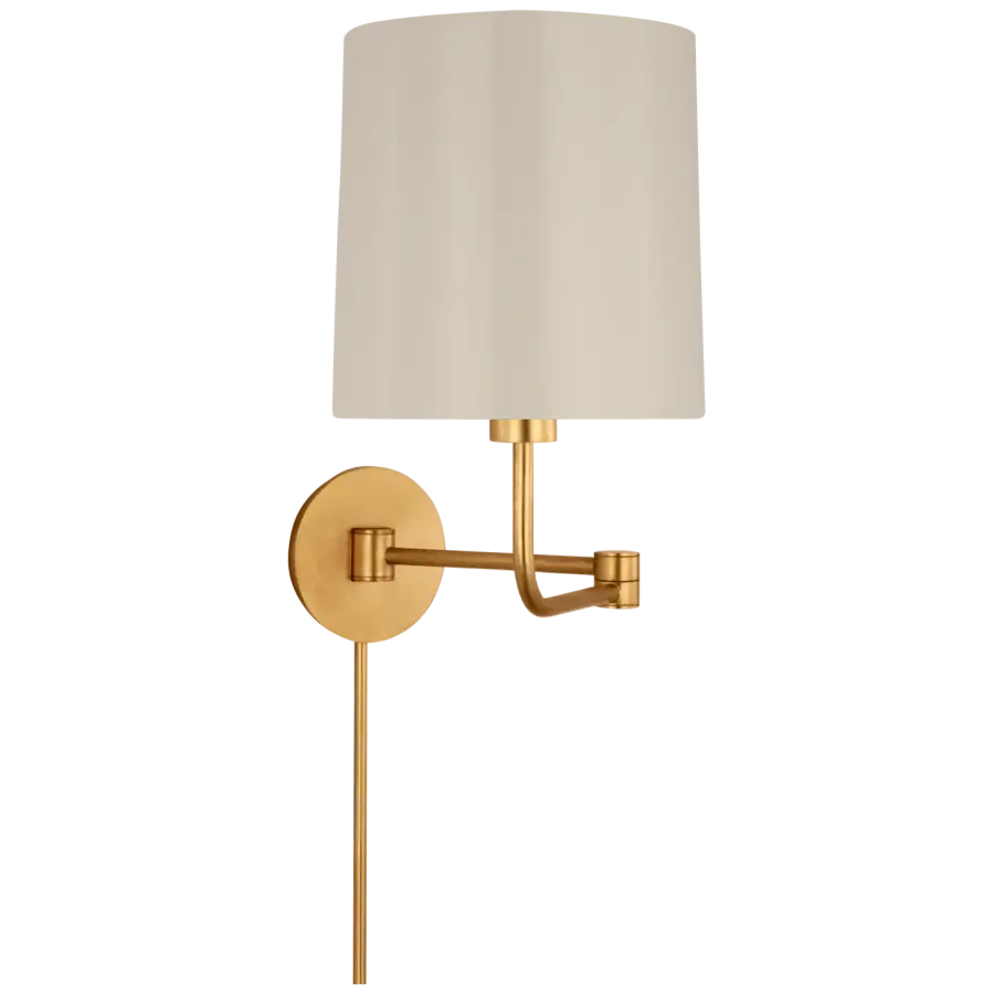 Go Lightly Swing Arm Wall Light in Gild with China White Shade