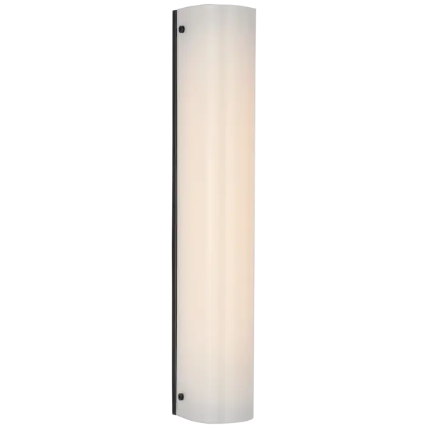 The Penhold bath light combines traditional bronze metalwork with clean white glass shades, delivering reliable task lighting for bathroom vanities. Its 18-inch width suits most standard bathroom layouts.