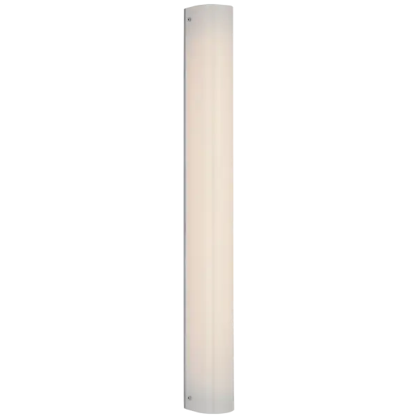 The Penhold bath light combines classic styling with modern functionality. Its 30-inch width provides excellent illumination for medium to large vanities, while the polished nickel finish and white glass shades create a clean, sophisticated look.