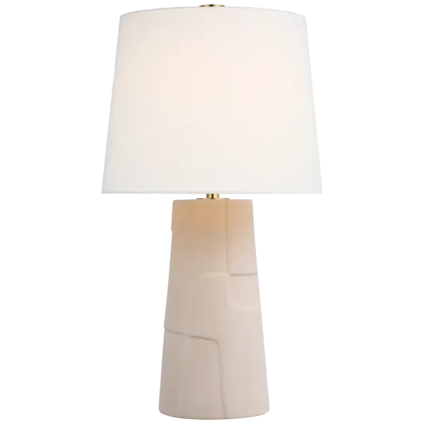 The Braque Medium Table Lamp features a beautifully debossed ceramic base in a soft blush finish, paired with a classic linen shade. Its medium scale and transitional design make it versatile for bedrooms, living spaces, and offices.