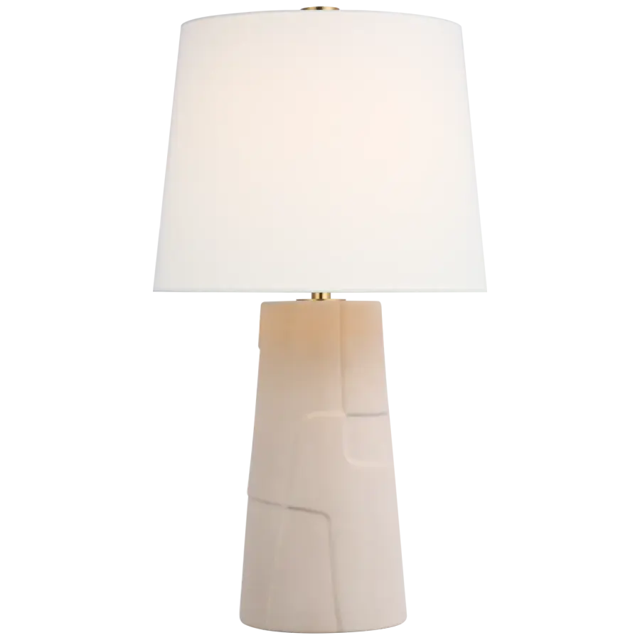 Elegant Debossed Ceramic Table Lamp with Soft Blush Finish