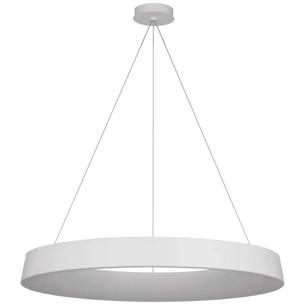 The Neptune 48" Ring Chandelier makes a bold architectural statement with its clean circular form and uplight design. The matte white finish provides a fresh, modern aesthetic that complements contemporary interiors. - alternate view