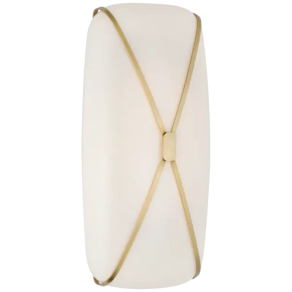 The Fondant 18" Linear Bath Sconce combines transitional elegance with practical bathroom lighting. Its soft brass finish and white glass shade deliver warm, diffused illumination perfect for vanity areas.