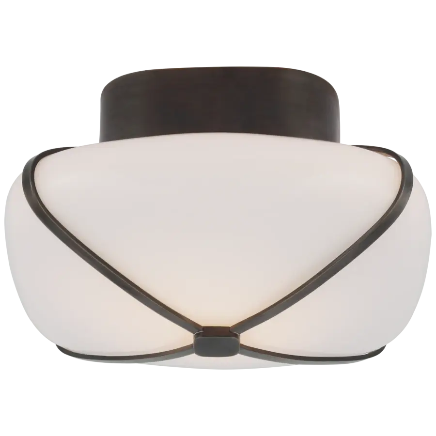 Fondant 8" Flush Mount in Gun Metal with White Glass