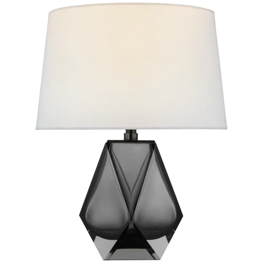Gemma Small Table Lamp in Smoked Glass with Linen Shade