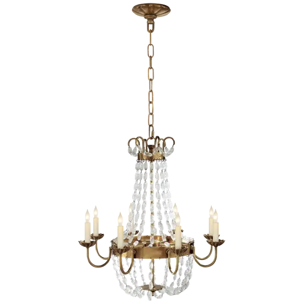 Paris Flea Market Medium Chandelier in Antique-Burnished Brass and Seeded Glass Open Box