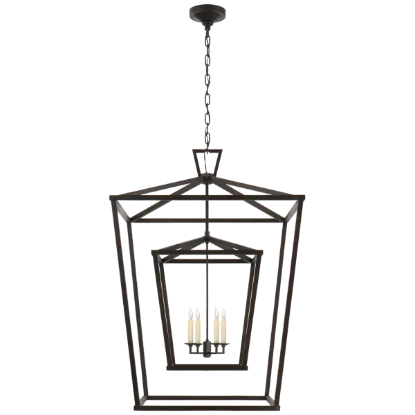 Darlana Extra Large Double Cage Lantern in Aged Iron Open Box