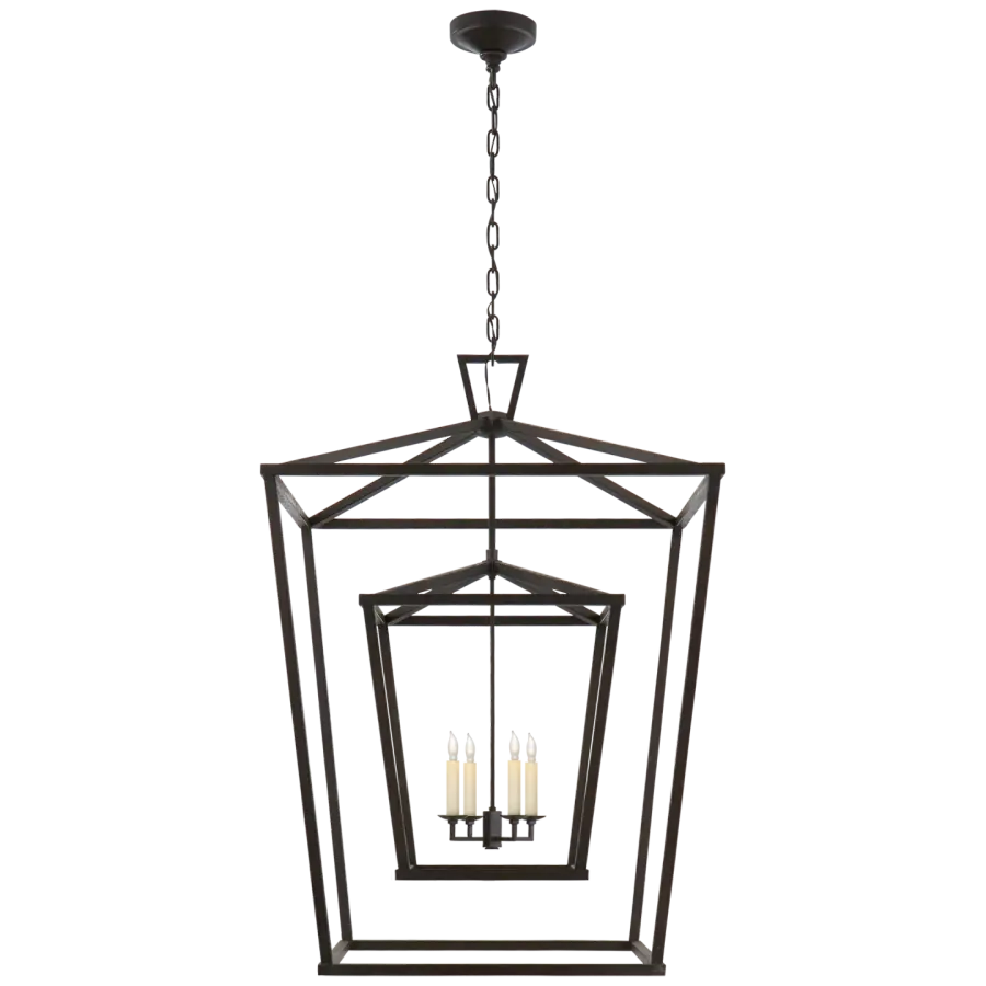 Darlana Extra Large Double Cage Lantern in Aged Iron Open Box