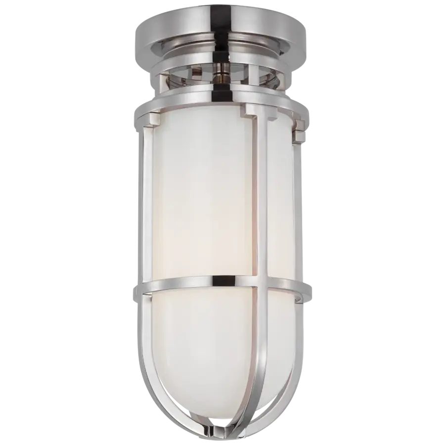 Classic Polished Nickel Flush Mount with Elegant White Glass Diffuser - Image 2