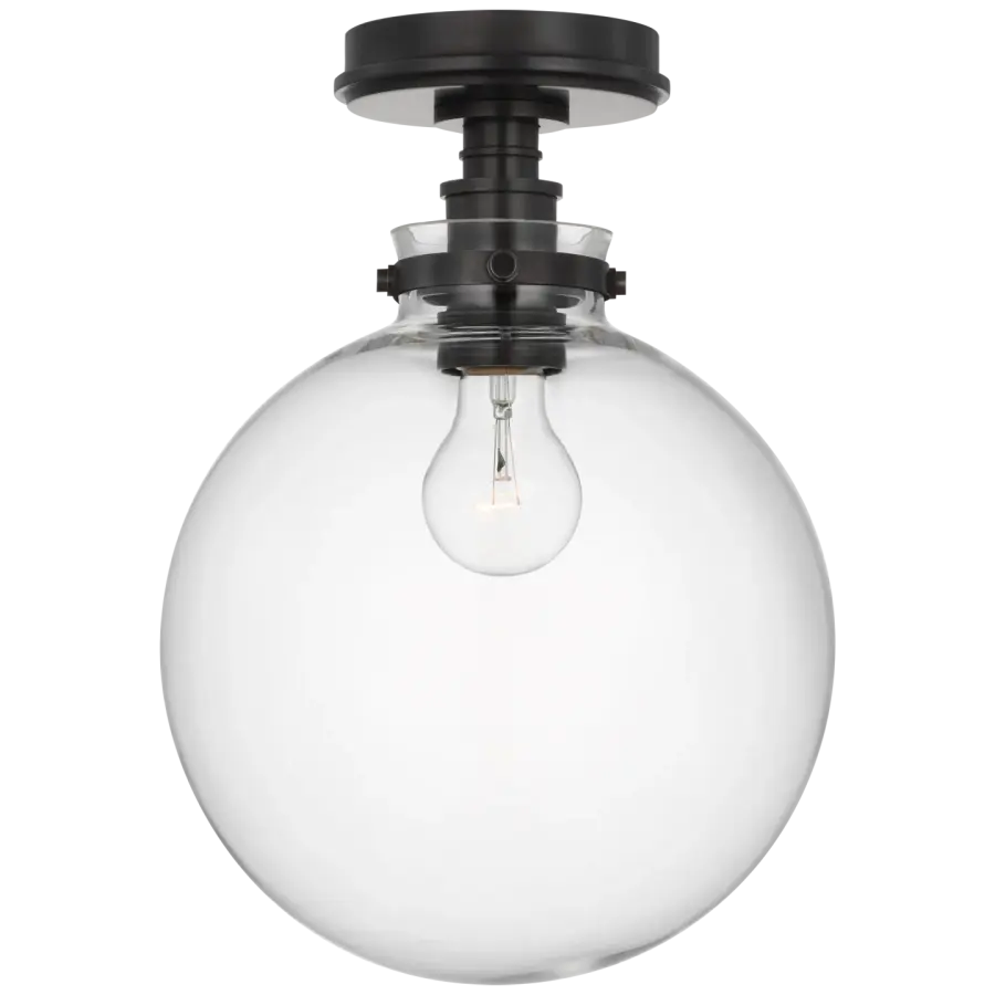Parkington 10" Globe Flush Mount in Bronze with Clear Glass - Image 3