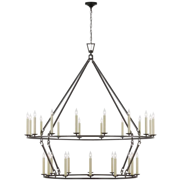 Darlana Oversized Two Tier Chandelier in Aged Iron Open Box