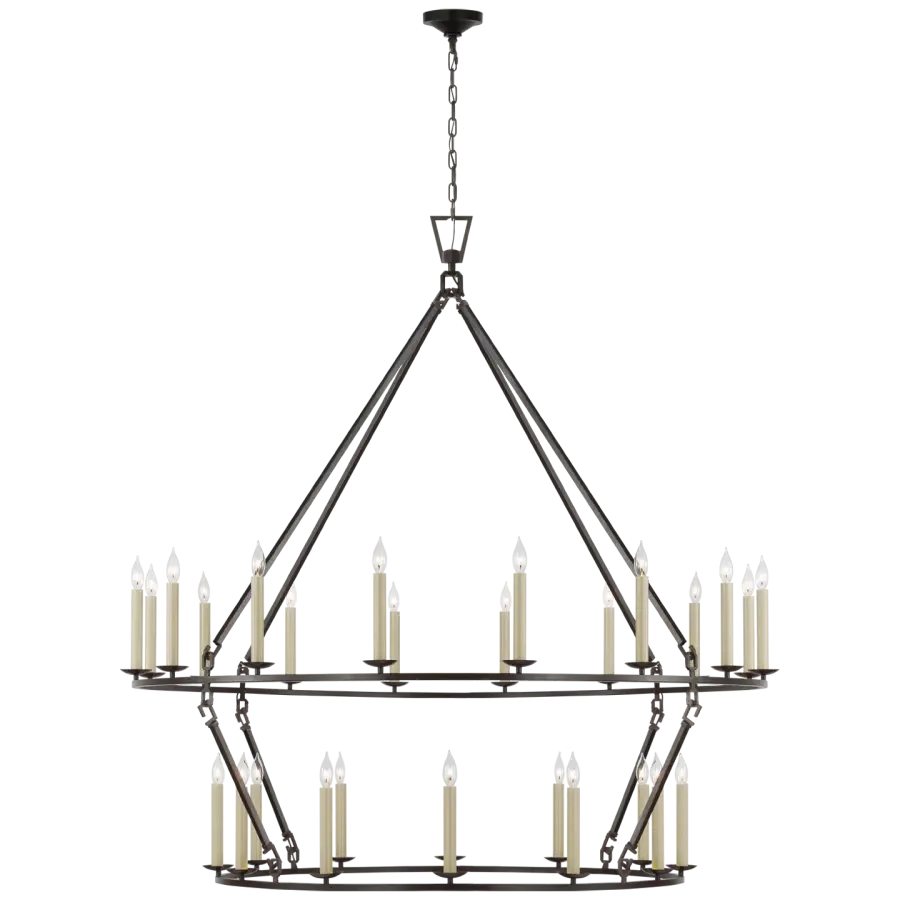 Darlana Oversized Two Tier Chandelier in Aged Iron Open Box