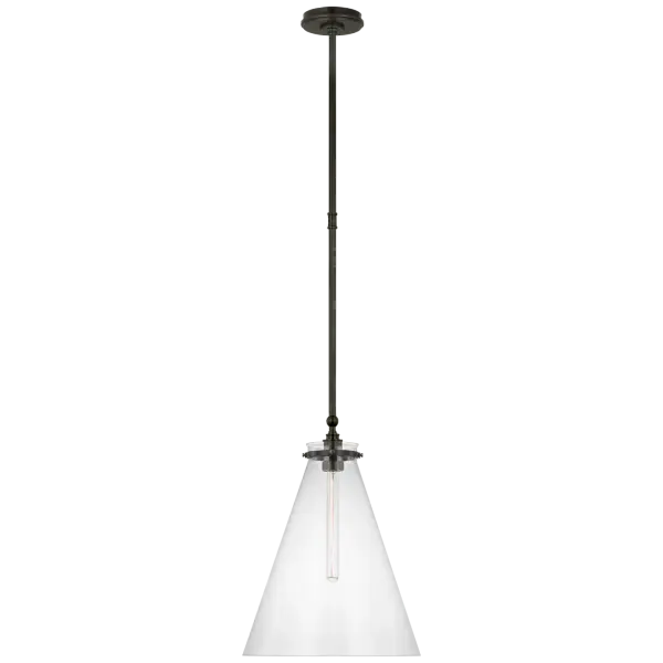 The Parkington 15" pendant combines traditional craftsmanship with versatile styling. Its bronze finish and clear glass shade deliver warm, ambient lighting perfect for dining areas and kitchen islands.