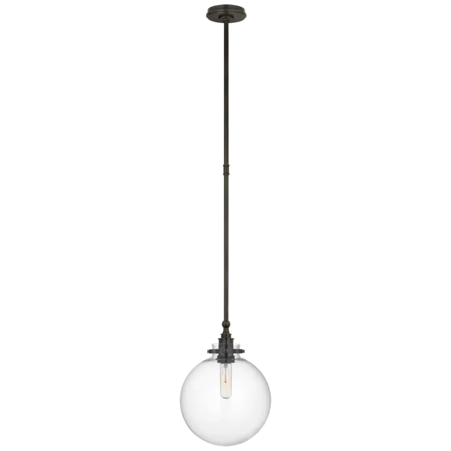 Parkington 10" Globe Pendant in Bronze with Clear Glass