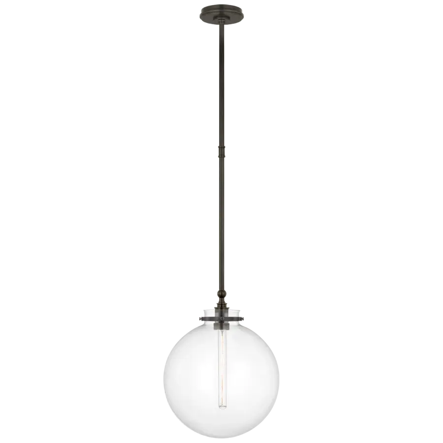 Parkington 14" Globe Pendant in Bronze with Clear Glass