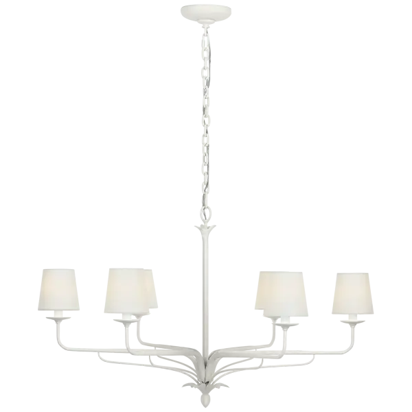 Elegant Linear Chandelier with Coastal-Inspired Plaster White Finish