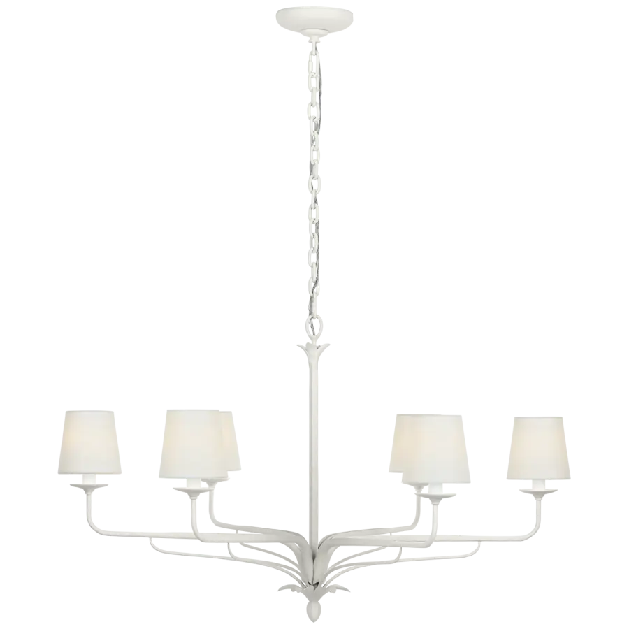 Elegant Linear Chandelier with Coastal-Inspired Plaster White Finish