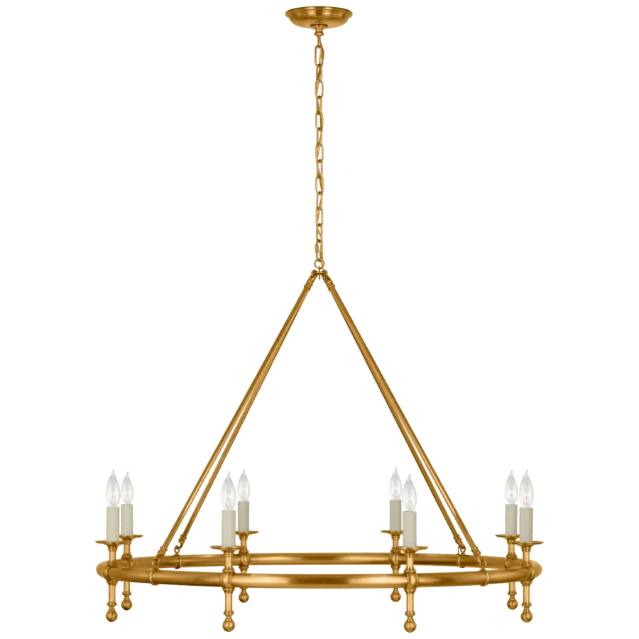 Classic 42" Ring Chandelier in Antique-Burnished Brass