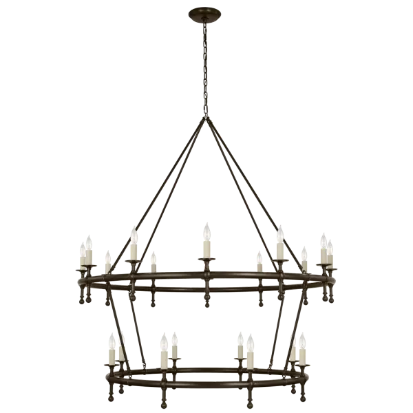 Classic 54" Two-Tier Ring Chandelier in Bronze Open Box