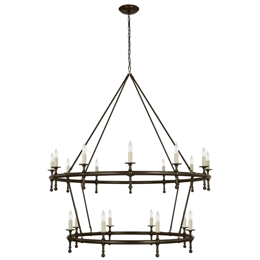 Classic 54" Two-Tier Ring Chandelier in Bronze Open Box - Image 1