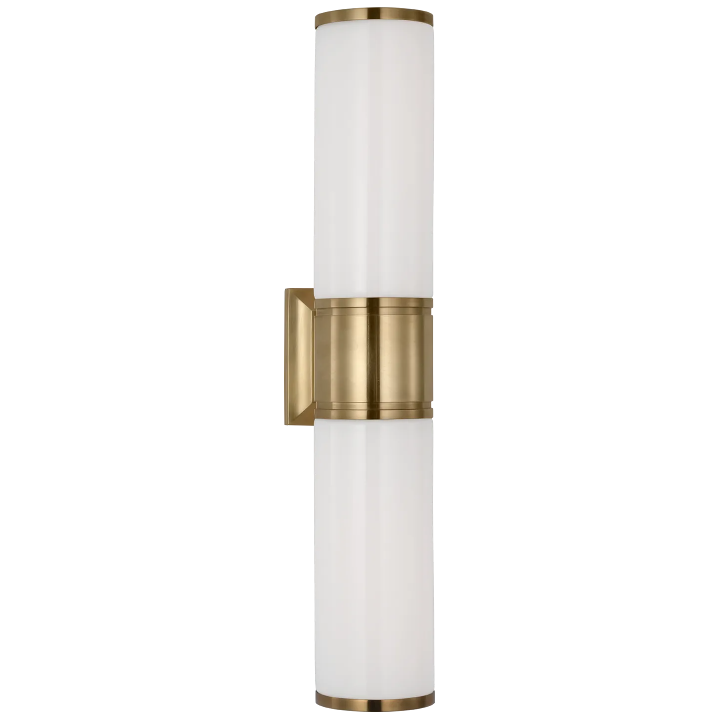 Halford 22" Double Bath Sconce in Antique-Burnished Brass with White Glass