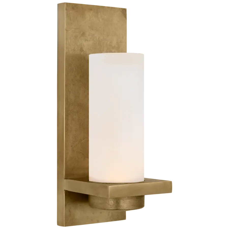 Cornado 12" Indoor/Outdoor Hurricane Sconce in Museum Brass with Etched Crystal