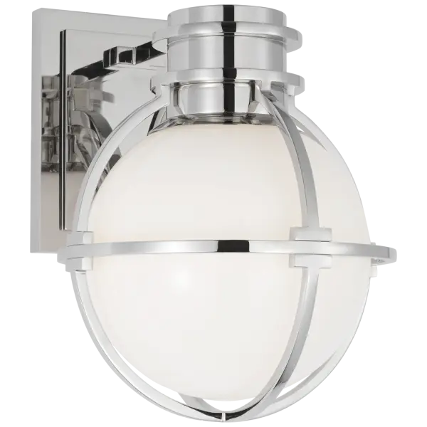 Elegant Polished Nickel Sconce with Classic White Glass Shade