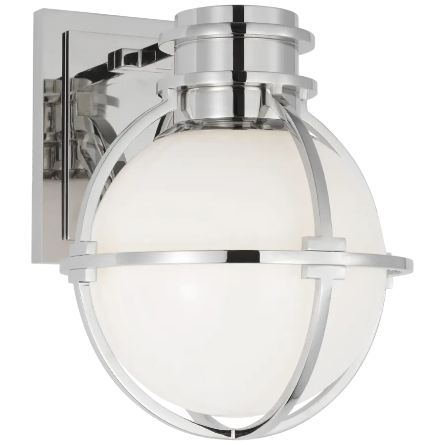 Elegant Polished Nickel Sconce with Classic White Glass Shade