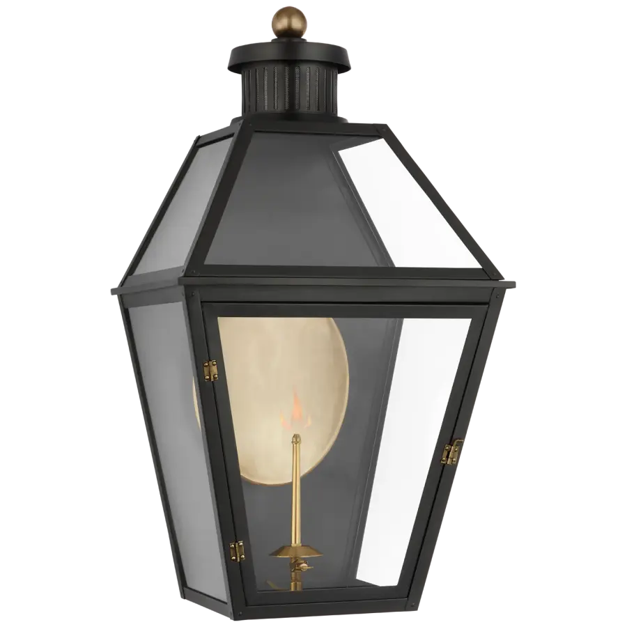 Stratford Large 3/4 Gas Wall Lantern in Matte Black - Image 2