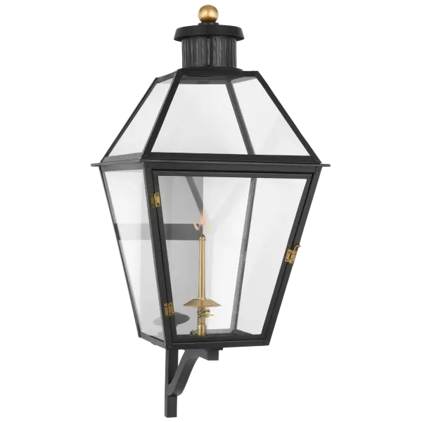 Stratford Large Bracketed Gas Wall Lantern in Matte Black